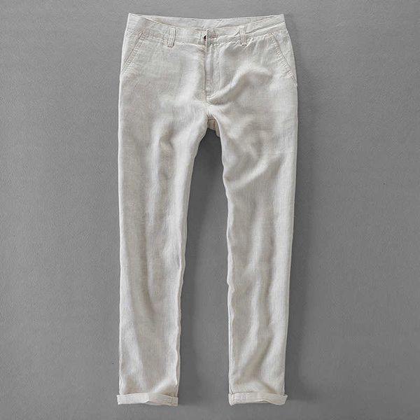 

men's pants 100% de linho marca e negcios caqui dos homens casuais da forma calas masculinas respirvel pantaloni 2k2p, Black