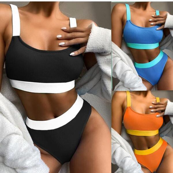 

women's swimwear 2021 design slim bikini women nylon swimsuit beachwear beach detachable bra pad, White;black