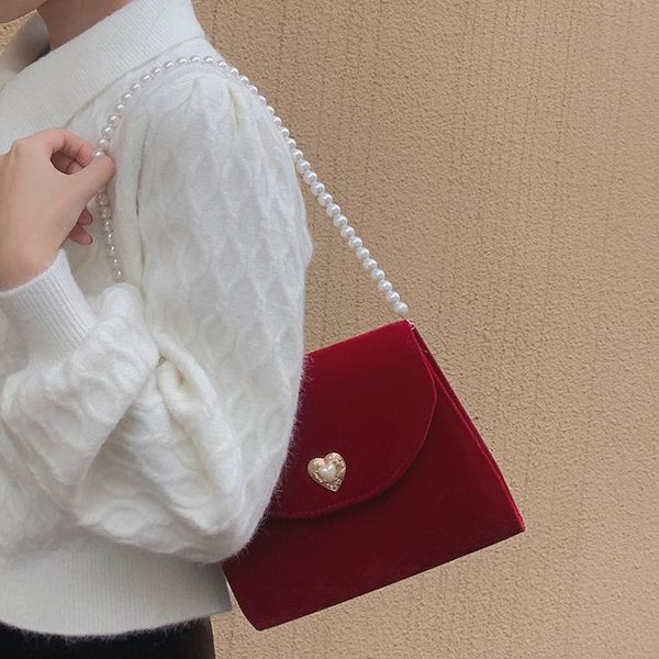 

evening bags 2021 brand designer women shoulder bag lady fashion cover chains red clutch messenger handbag pearl luxury purse