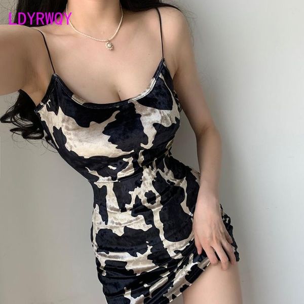 

european and american street print low chest temperament show thin suspender dress office lady polyester sleeveless casual dresses, Black;gray