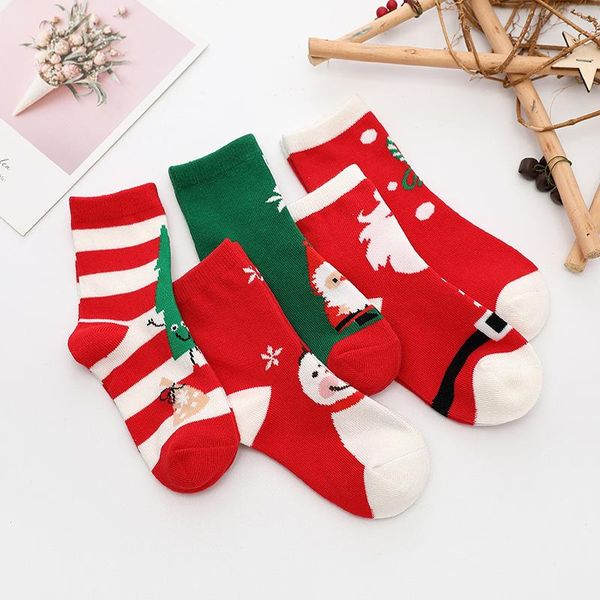 

socks kids soft cotton boy girl baby cute cartoon warm stripe fashion christmas 5 pairs 4-6 years autumn winter, Pink;yellow