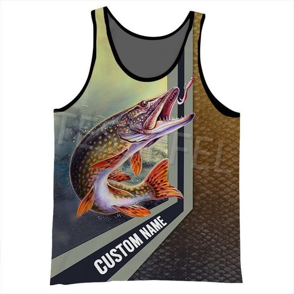 

tessffel animal bass fishing harvester 3d printied custom name summer harajuku vest casual sleeveless mens no.4, White;black