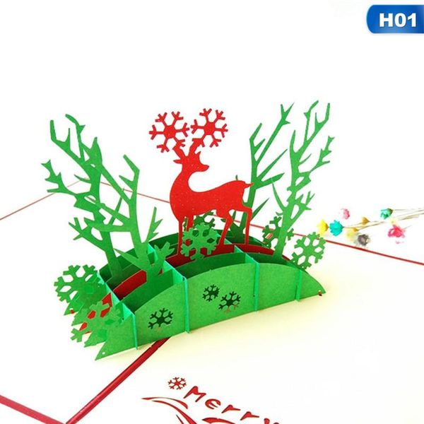 

greeting cards merry christmas 3d up tree decoration winter gift laser cut year santa