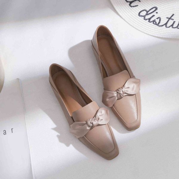 

dress shoes qutaa women pumps bowknot square toe single cow leather heel spring elegant ladies size 34-39 azsm, Black