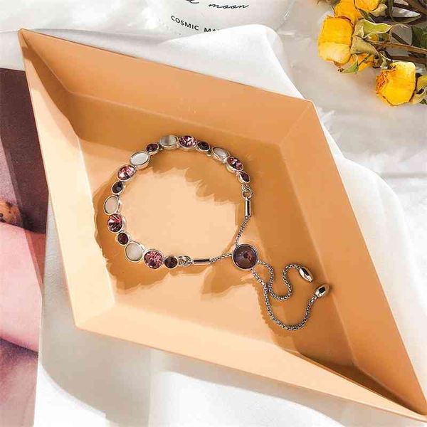 

korean style cat's eye purple red crystal bracelet accessories, Black