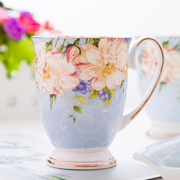 

mugs nordic pastoral bone china large capacity coffee milk mug cafe creative ceramic hand painted floral teacup vintage tea ceremony