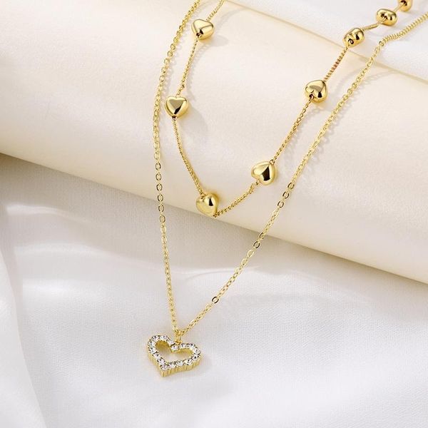 

pendant necklaces multilayer for women gold heart crystal chokers necklace trendy jewelry gifts, Silver