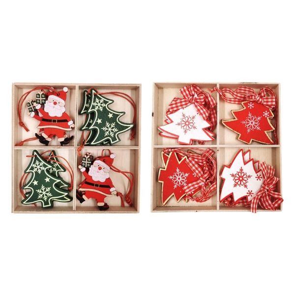 

christmas decorations 8pcs wooden hanging ornaments hangable wood xmas tree santa claus house pendant crafts for home u7ea