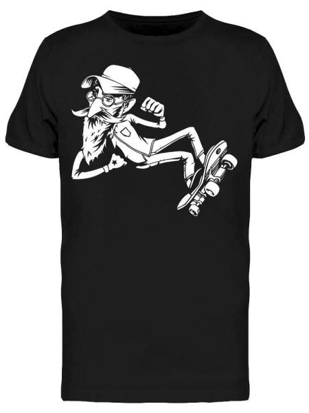 

Old Man Cool Hipster Skater Art Tee Men's -Image by Shutterstock, White;black