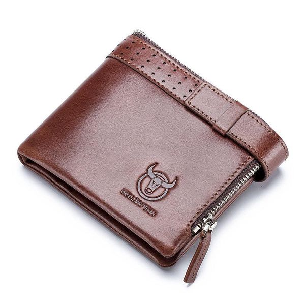 

wallets men's wallet genuine leather card holder vintage male coin pouch 2021 multi-functional cards bag short zipper buckle, Red;black