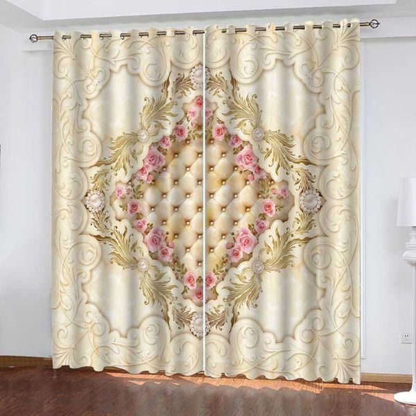 

beautiful po fashion customized 3d curtains soft pink flower window for living room bedroom curtain & drapes