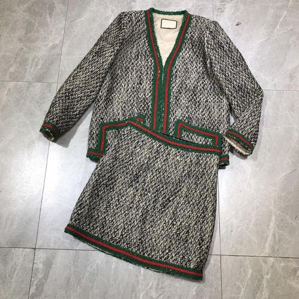 

two piece dress 108015 women blazer with belt long skirt pieces set, White