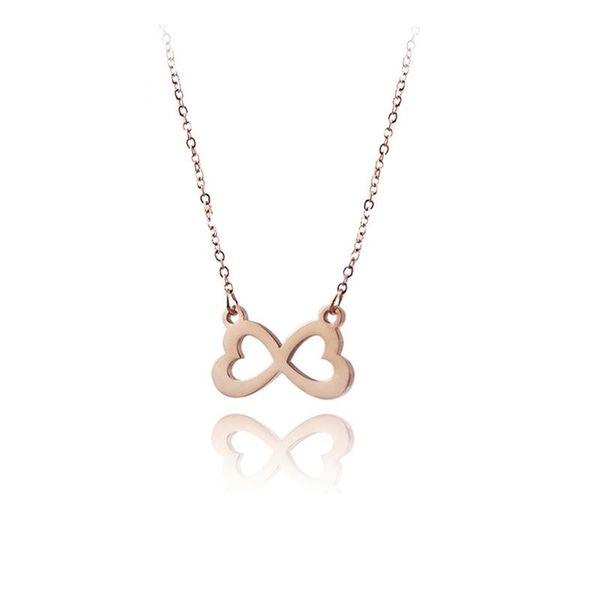 

pendant necklaces lucky 8 necklace rose gold color double heart choker jewelry for women drop yp8412, Silver