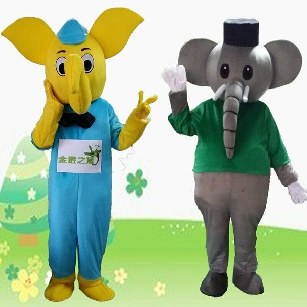 Mascot CostumesElephant Mascote Mascot Fazenda Festa Jogo Vestido Roupas Roupas Publicidade Carnaval Halloween Xmas Páscoa Festival Adulto