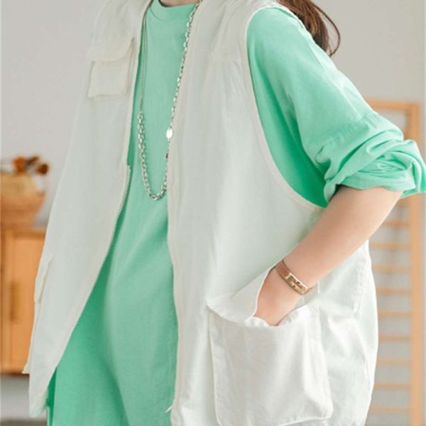 

autumn cotton vest women's small robe level beautiful, comfortable color top, White