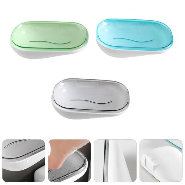 

soap dishes 3pcs drilling holders sucker wall mount bathroom double-layer boxes
