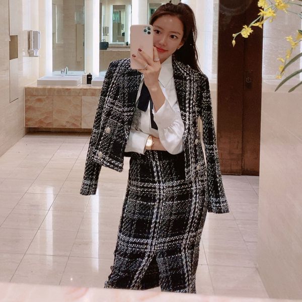 

comfortable arrival quality 2 women's temperamental jacket fine pencil skirt elegant thick ensembles, Black
