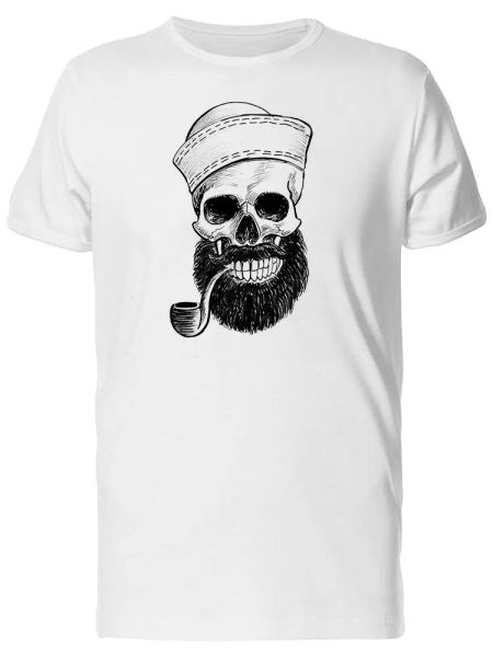 

hipster dead sailor skull sketch men's tee -image by shutterstock, White;black