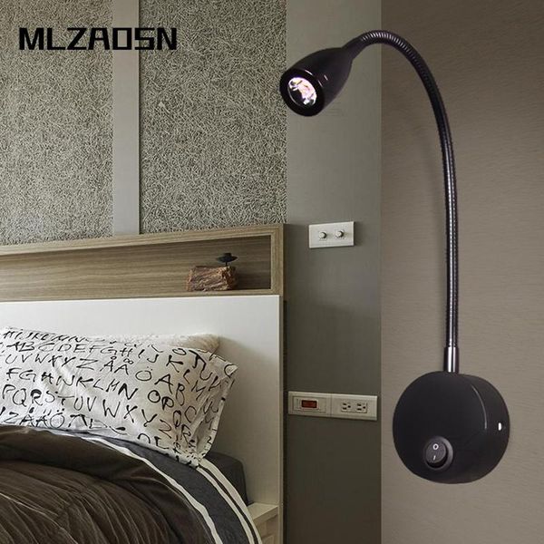 

wall lamp mlzaosn simple modern led bedside for bedroom study reading el lights aluminum 360 degree adjustment light