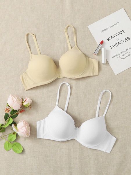 

2pack plus plain underwire bra t4je#, Black;white