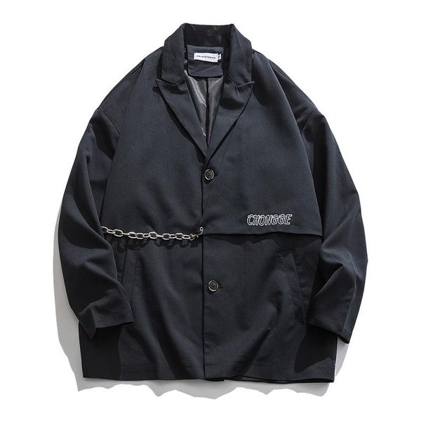 

men's clothing embroidery chain suits blazer jacket for male women harajuku streetwear korean style loose casual suit coat man & blazer, White;black