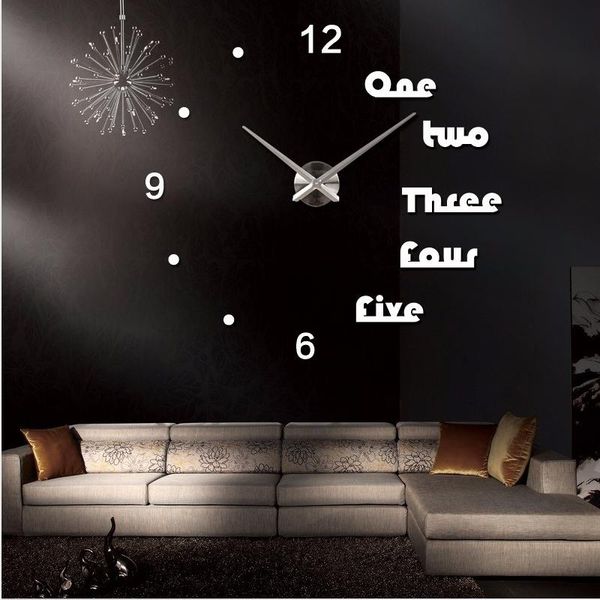 

wall clocks home decor clock modern design needle vintage acrylic mirror watch pendule horloge murale