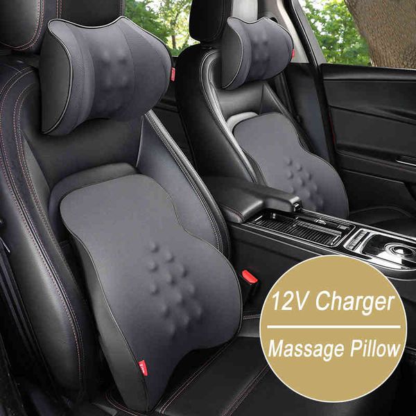 

massage seat back support lumbar pillow relieve fatigue neck usb charging headrest for office home car accessories