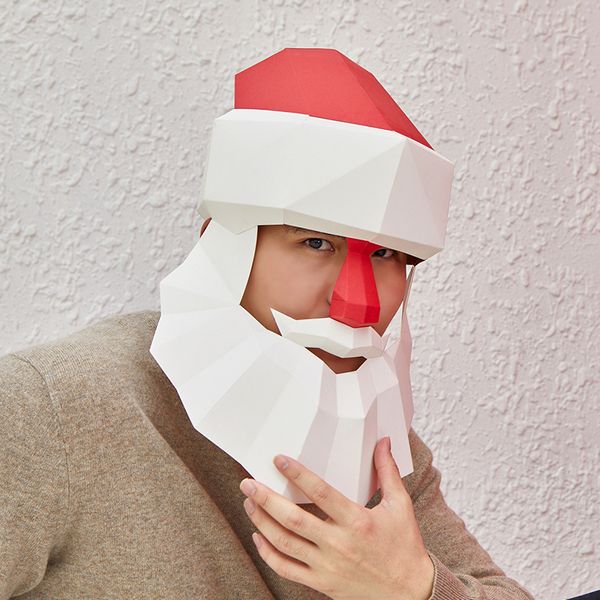 Costume da bambola mascotte Natale Babbo Natale Pupazzo di neve Alce Stampo di carta 3D Maschera per la testa Copricapo Puntelli per animali Donna Uomo Gioco di ruolo per feste Maschera per vestire