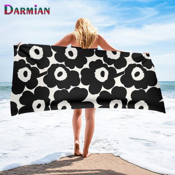 

towel darmian black poppy flower printing bath comfort beach kids adults home face hair quick dry absorbent towels custom