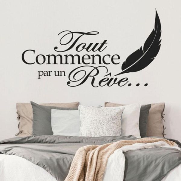 

wall stickers spanish start with dreams feather sticker children room nursery tout commence par un rÃªve inspirational qutoe decal