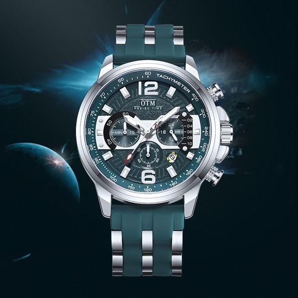 

wristwatches 2021otm luxury fashion diving meter ms 30atm waterproof date clock sports watch men's quartz with night light pointer, Slivery;brown