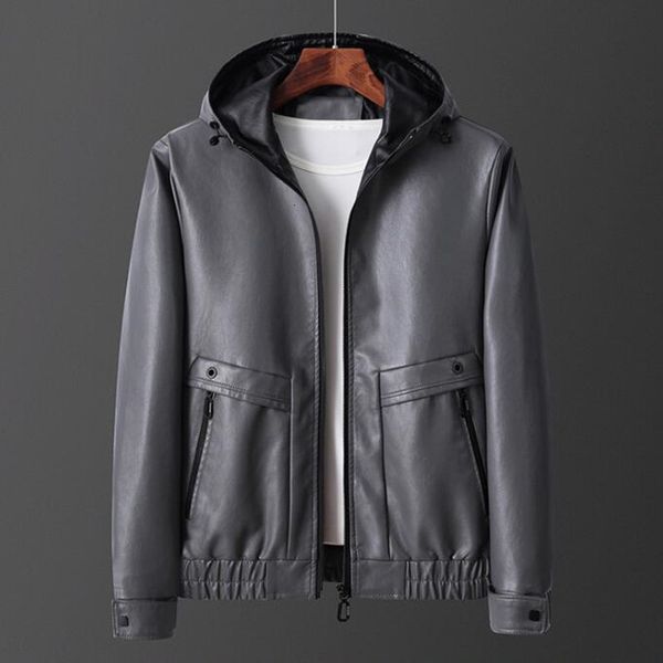 

men's leather & faux leather jacket, pu coat, casual, tight, large, spring and autumn, novelty, Black