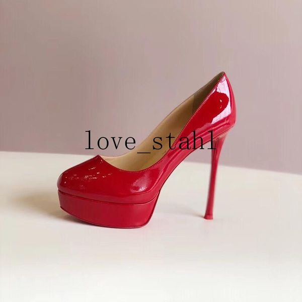 

dress shoes 2021 lovestahl women red patent leather high heels waterproof platform nightclub street fashion super, Black