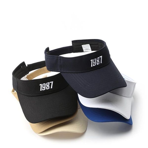 

wide brim hats summer baseball caps adjustable size sports visor cap sun hat solid color leisure tennis empty top, Blue;gray