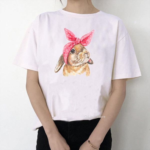 

funny watercolor pink cute and men t shirt women rabbit print femme harajuku ulzzang kawaii clothes summer female, White;black