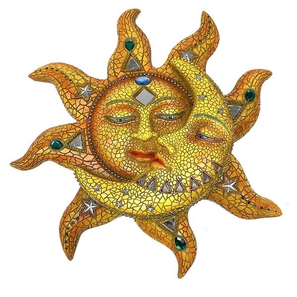 

decorative objects & figurines metal moon sun hanging pendant iron wall-mounted art craft home background wall finish antique artistic