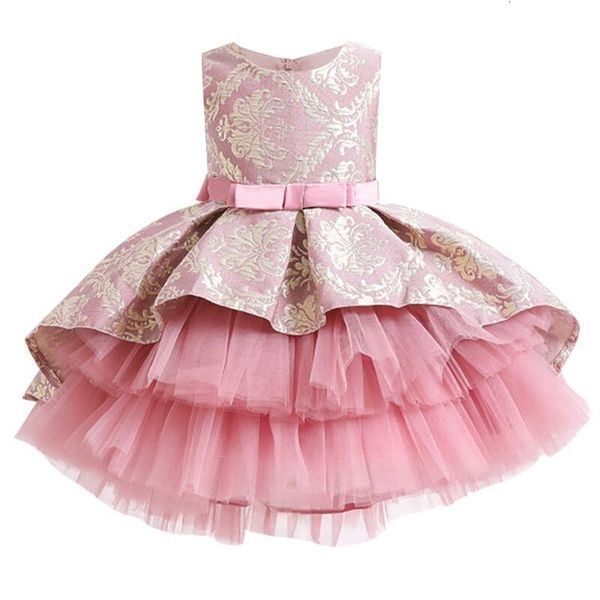 

girl's dresses sale real kids girls elegant wedding flower girl dress princess party pageant formal long sleeveless lace tulle 2-14 y c, Red;yellow