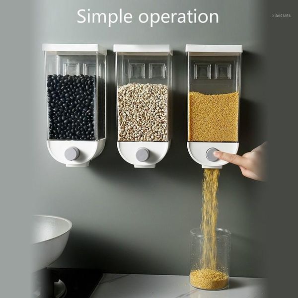 

storage bottles & jars creative 1000/1500ml wall-mounted grain box abs sealed container for kitchen cereal tank