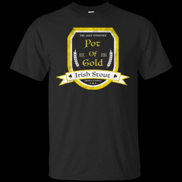 

men's t-shirts printed men t shirt cotton tshirt pot of gold irish stout o-neck short-sleeve women t-shirt, White;black