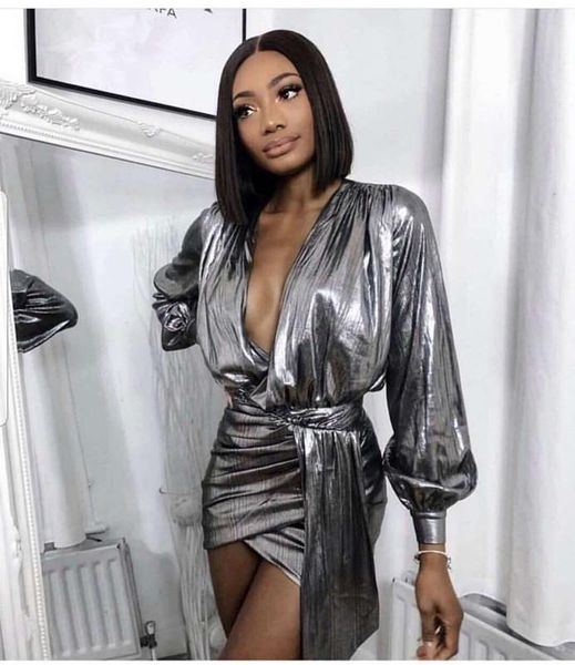 

casual dresses wholesale 2021 spring dress set purple sliver gold perspective fashion celebrity nightclub cocktail party mini, Black;gray