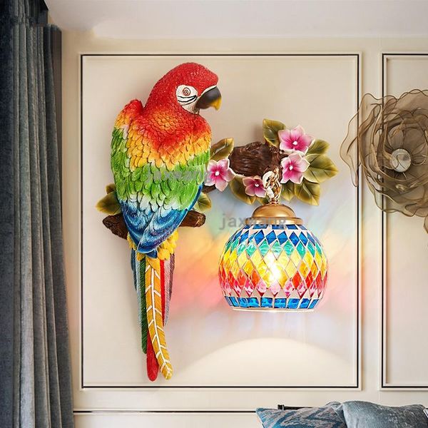 

wall lamp nordic led resin parrot bedroom bedside sconces living room bird staircase aisle interior decor light