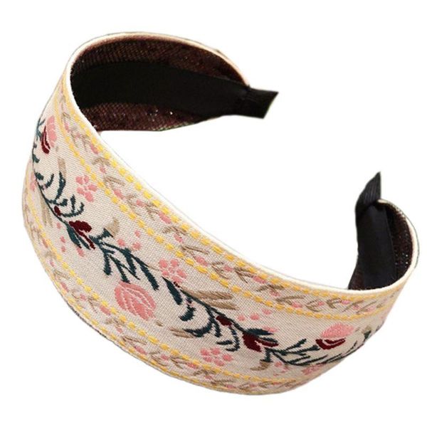 

hair clips & barrettes ethnic style women wide headband colorful floral embroidered vintage hoop c1fe, Golden;silver