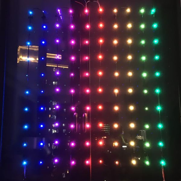 

wifi matrix garland on the window with ws2812b pixels rgb led module heatsink board nodes arduino power adapter alex gyver modules