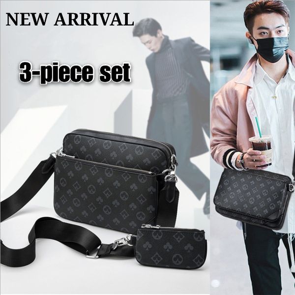 

casual briefcases 3-piece single shoulder combination business men's messenger large capacity travel lapbag