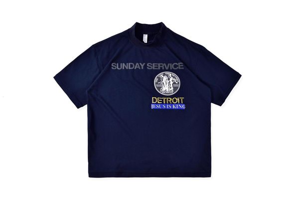 

tee kanye west the t-king men's women service of sunday 3d foam letters 1:1 quality superior tees jesus is king t shirts, White;black