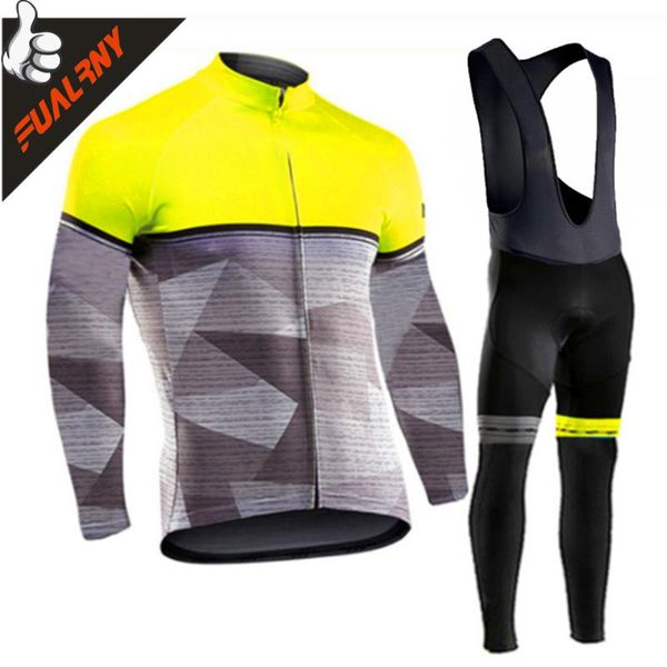 

racing sets 2021 autumn long sleeve cycling jersey set bib pants ropa ciclismo bicycle clothing mtb bike uniform, Black;blue