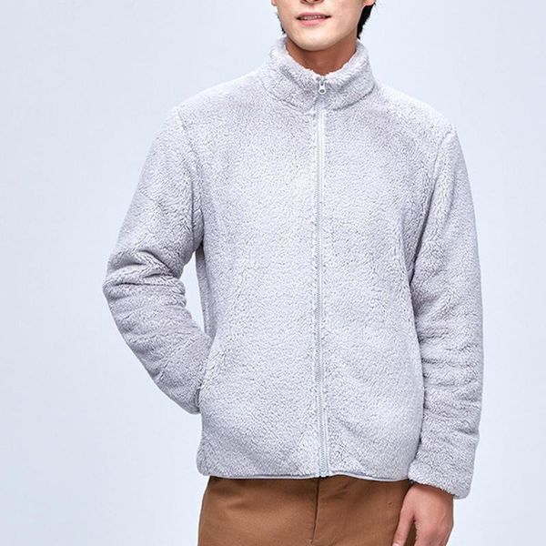 

men's hoodies & sweatshirts solid fleece warm double-sided plush coat thickened for men, Black