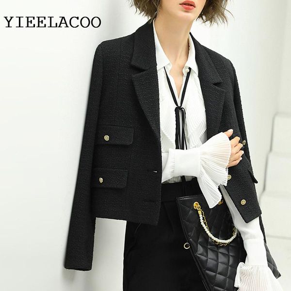 

women's jackets black tweed jacket autumn / winter coat wool classic ladies woolen, Black;brown