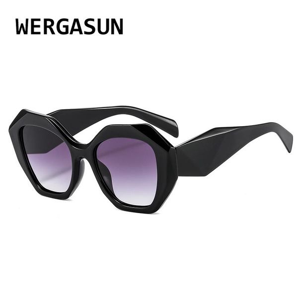 

sunglasses wergasun fashion women polygon ladies vintage oversized sun glasses female big frame uv400 shades, White;black
