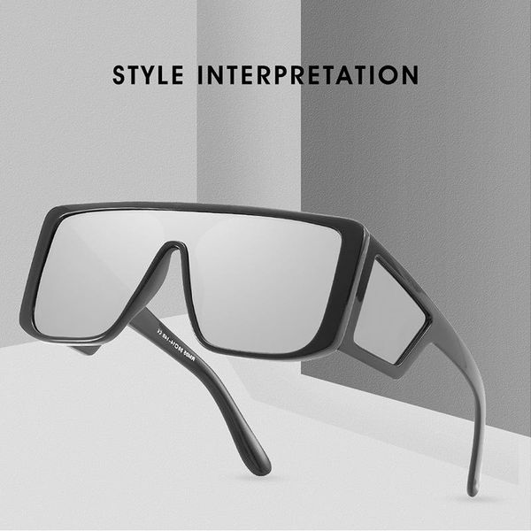 

sunglasses big frame european and american one piece personality men's retro trend, White;black